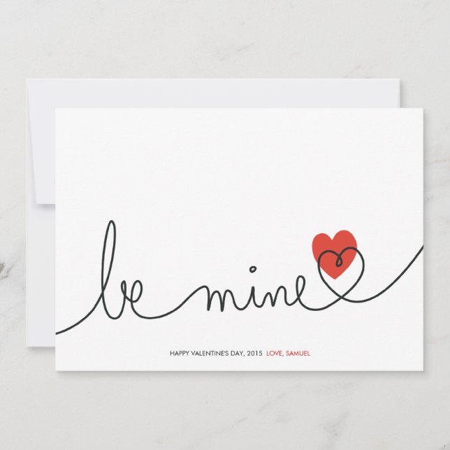 Minimalist Valentine Be Mine Modern Custom Card (Front)