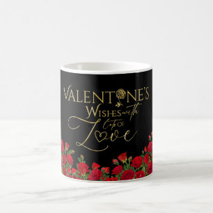 Minimalist Valentine’s Gold Calligraphy Roses Coffee Mug