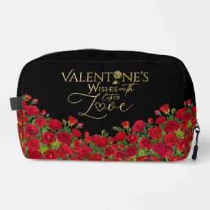 Minimalist Valentine’s Gold Calligraphy Roses Dopp Kit