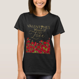 Minimalist Valentine’s Gold Calligraphy Roses T-Shirt
