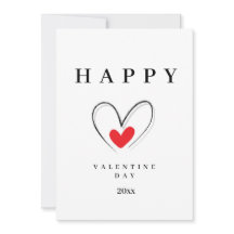 Minimalist Valentine's Day Card with Hand-Drawn 