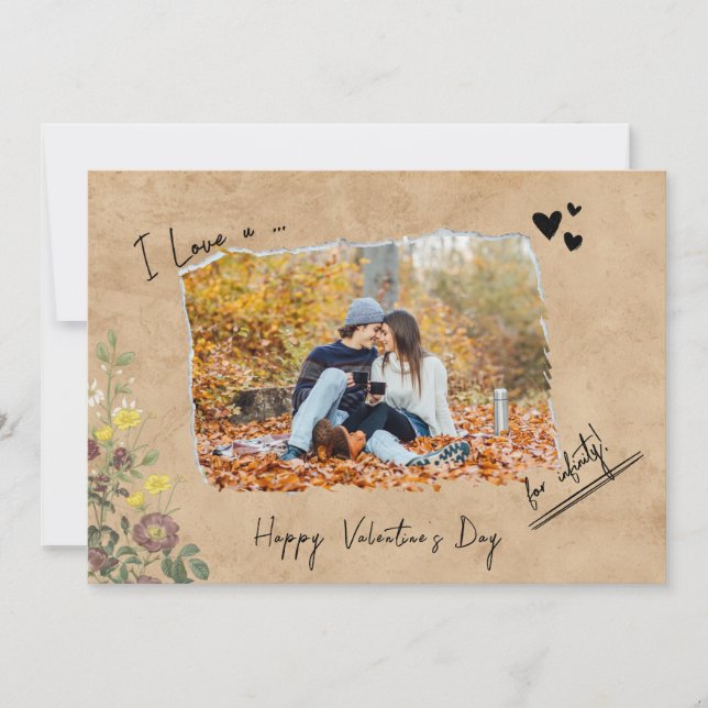 Minimalist Valentines Day Couple Love you Photo  Holiday Card (Front)