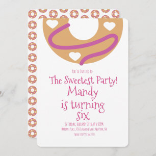 Minimalist Valentines Day Doughnut Heart Birthday Invitation