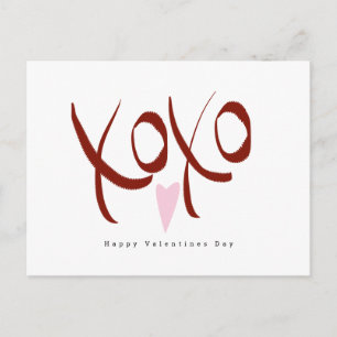 Minimalist Valentines Day Hand Lettering Art Heart Postcard