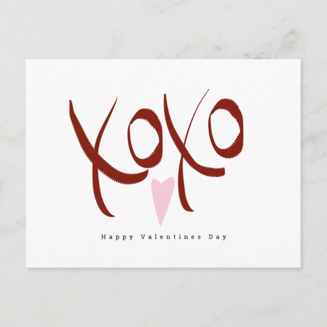 Minimalist Valentines Day Hand Lettering Art Heart Postcard (Front)