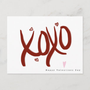 Minimalist Valentines Day Hand Lettering Hearts B Postcard