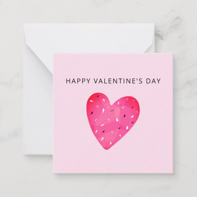 Minimalist Valentines Day Heart Watermelon Love Card (Front)