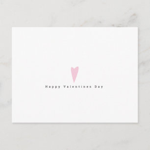 Minimalist Valentines Day Simple Pink Heart Postcard