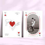 Minimalist Vegas Casino Playing Card Style Wedding<br><div class="desc">Surprise your loved ones with this ultra stylish save the date invitation,  featuring stylish script,  hearts and editable details. Customise it with ease by utilising the "personalise" and "using design tool" options.</div>