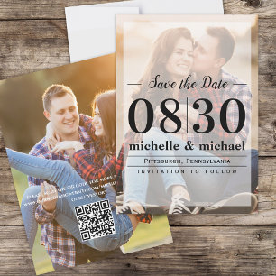 Minimalist Vellum Simple Photo QR Code Website Save The Date