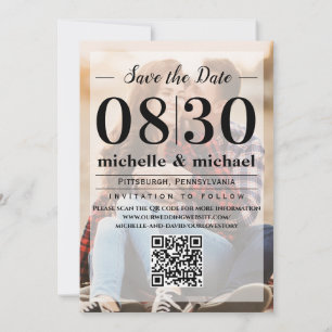 Minimalist Vellum Simple Photo QR Code Website Save The Date