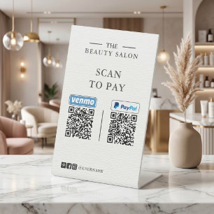 Minimalist Venmo and PayPal QR Code Scan to Pay Pedestal Sign