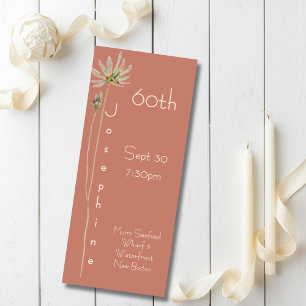 Minimalist Vertical Floral Muted Terracotta 60th Invitation