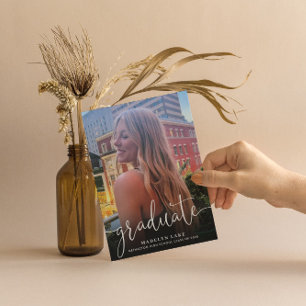 Minimalist Vertical Four Photo 2023 Graduation Invitation