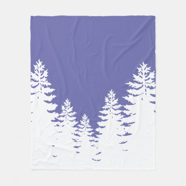 Minimalist very peri pine tree silhouette       fleece blanket (Front)