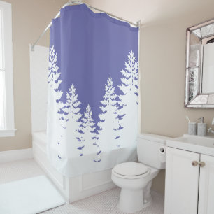 Minimalist very peri pine tree silhouette         shower curtain