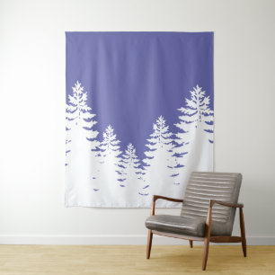 Minimalist very peri pine tree silhouette tapestry