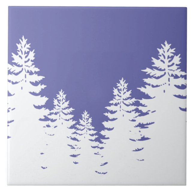 Minimalist very peri pine tree silhouette        tile (Front)