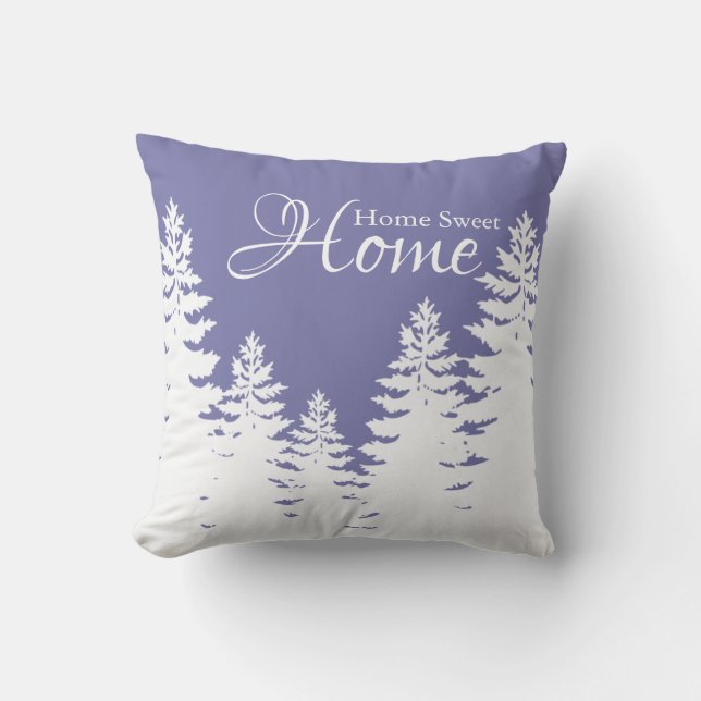 Minimalist very peri white pine tree silhouette  cushion (Front)