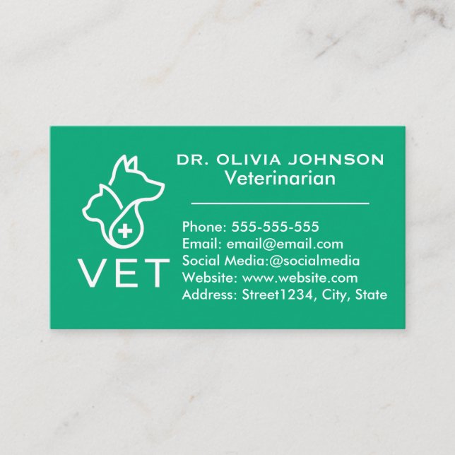 Minimalist Veterinary Customisable Business Card  (Front)