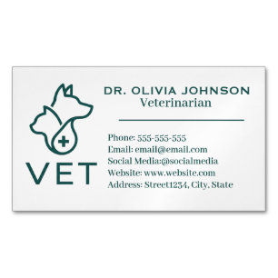 Minimalist Veterinary Customisable Magnetic Business Card