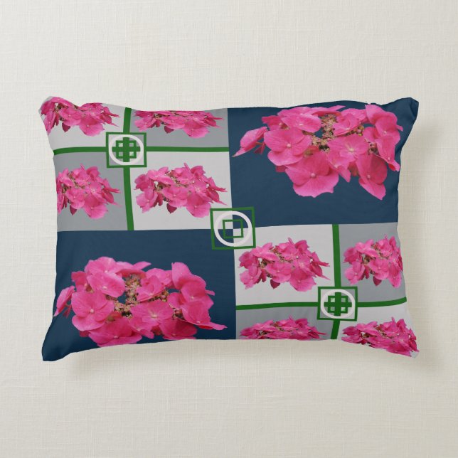 Minimalist Vibrant Hydrangea Blossom Photo Collage Decorative Cushion (Front)