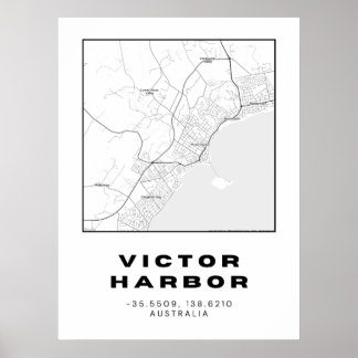 Minimalist Victor Harbour Map with Coordinates | Poster