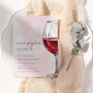 Minimalist Vino Before Vows Bridal Shower Wine Invitation