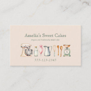 Minimalist Vintage Baking Supplies Bakery Business Card