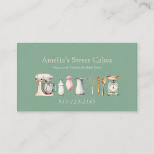 Minimalist Vintage Baking Supplies Bakery Business Card