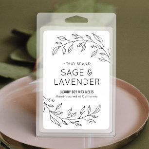Minimalist Vintage Botanical Leaves Wax Melt Label