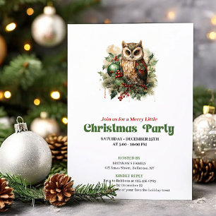 Minimalist Vintage Christmas Owl Dinner Invite