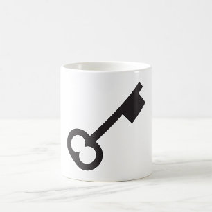 Minimalist Vintage Key Silhouette  Coffee Mug