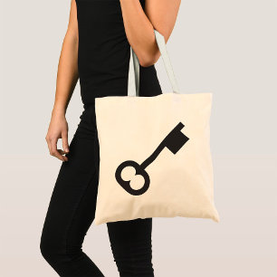Minimalist Vintage Key Silhouette Tote Bag
