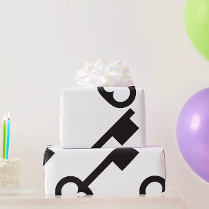 Minimalist Vintage Key Silhouette  Wrapping Paper