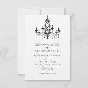 Minimalist vintage luxury chandelier wedding invitation