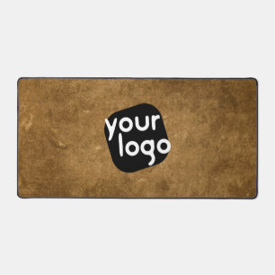 Minimalist Vintage Neutral Add Your Logo Brown Tan Desk Mat