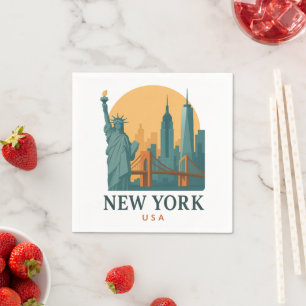 Minimalist Vintage New York City Travel Poster  Napkin