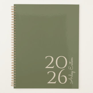 Minimalist Vintage Olive Custom Personal Monthly  Planner