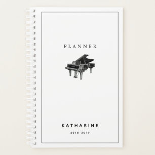 Minimalist Vintage Piano White Planner