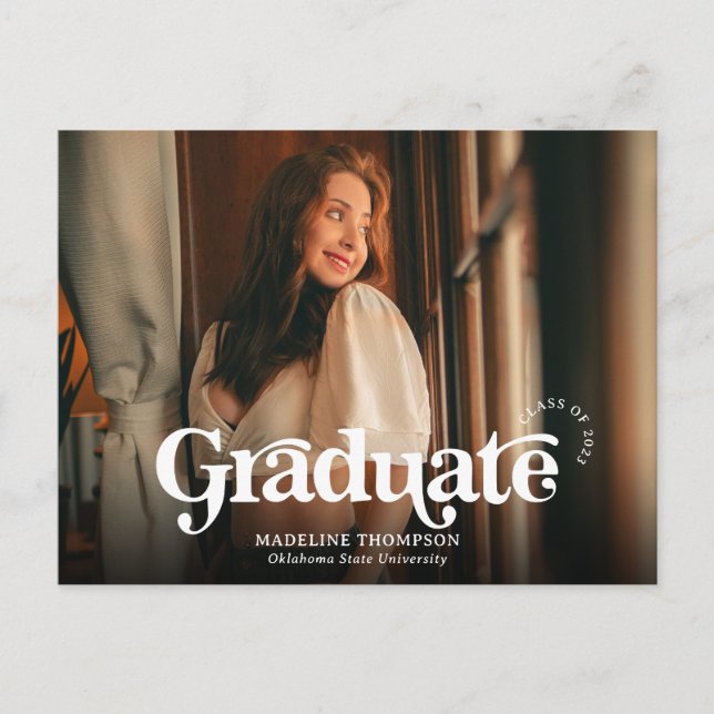 Minimalist Vintage Retro Photo Graduation  Postcard (Front)
