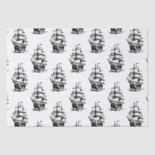 Minimalist Vintage Sailing Ship Pattern Design  Tissue Paper