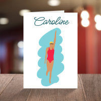 Minimalist vintage script swimming girl birthday