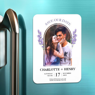 Minimalist Violet Lavender Photo Save The Date Magnet