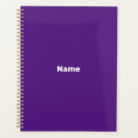 Minimalist violet purple custom year text monogram planner<br><div class="desc">Minimalist violet purple custom year,  name,  text,  initials or monogram personalised Planner.
Custom white text on purple plain solid colour background.</div>