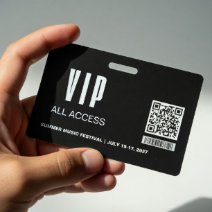 Minimalist VIP All Access Pass Badge Template  ID Badge