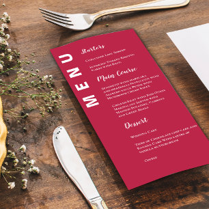 Minimalist Viva Magenta Elegant Wedding Party Menu
