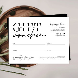 Minimalist Voucher Script Logo Gift Certificate