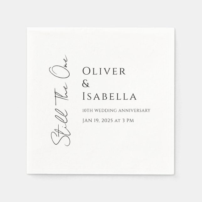 Minimalist vow renewal 10th wedding anniversary napkin (Front)