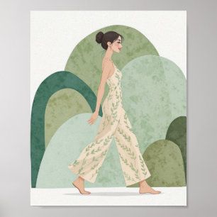 Minimalist Walking Emerald Woman Poster